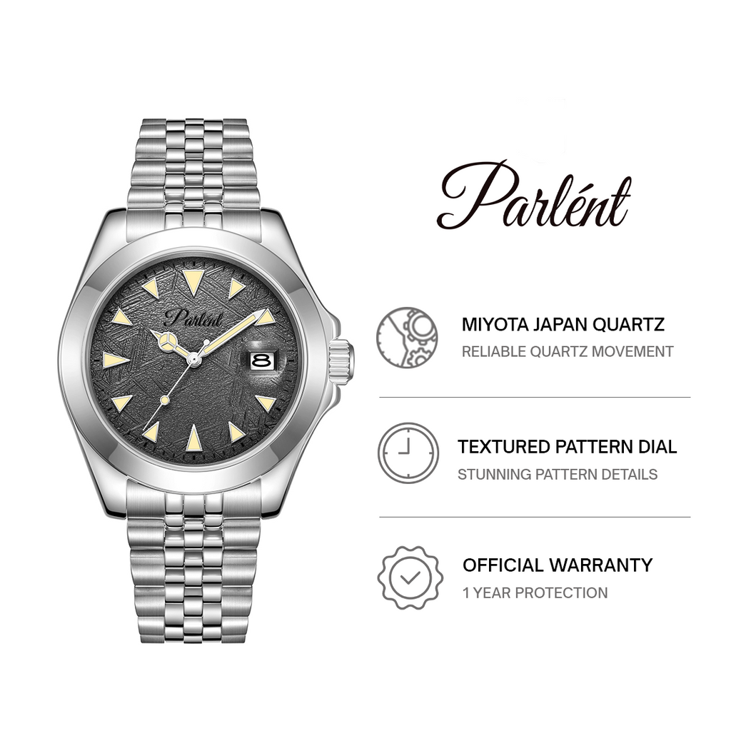 Parlent Crown Ivy - Men's Watches 40mm, Miyota Japan Quartz Movement, Waterproof 5ATM (50M), Stainless Steel