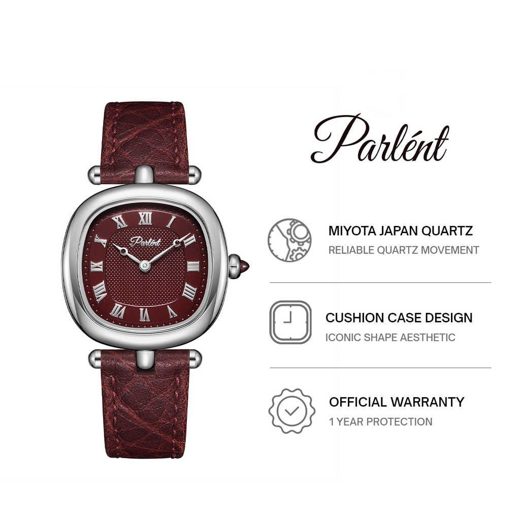 Parlent Solvane - Woman's Watches 30mm x 37mm, Miyota Japan Quartz Movement, Waterproof 5ATM (50M), Stainless Steel