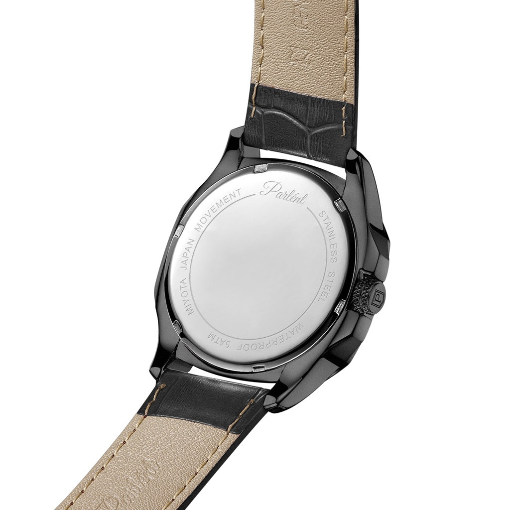 Parlent Gallant Graphite - Men's Watch 42mm, Miyota Japan Quartz Movement, Waterproof 5ATM (50M), Stainless Steel