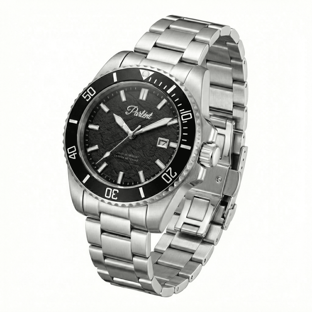 Parlent Crown Graphite - Men's Watch 40mm, Seiko Quartz Movement, Waterproof 5ATM (50M), Stainless Steel