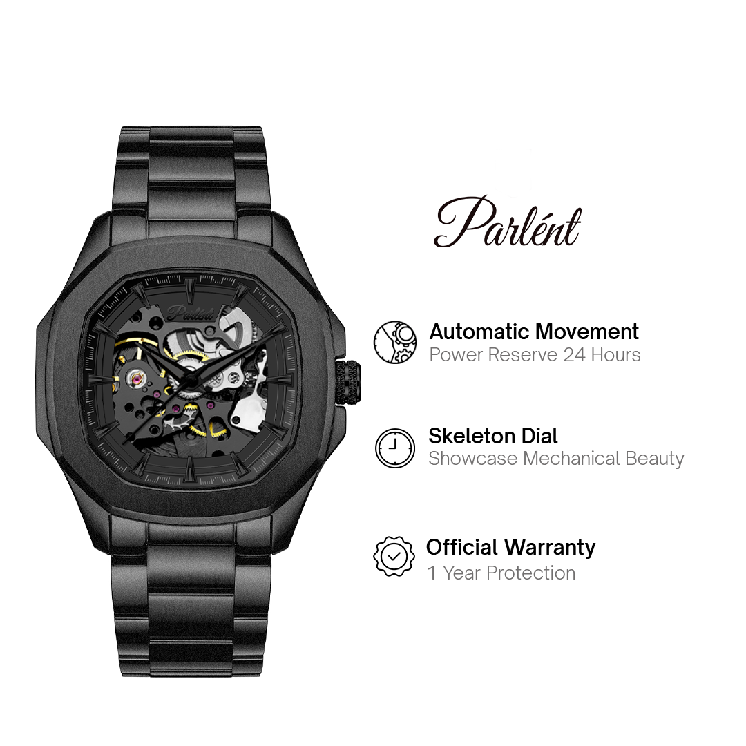 Parlent Gallant Phantom Steel - Men's Watch 42mm, Automatic Movement, Waterproof 5ATM (50M), Stainless Steel