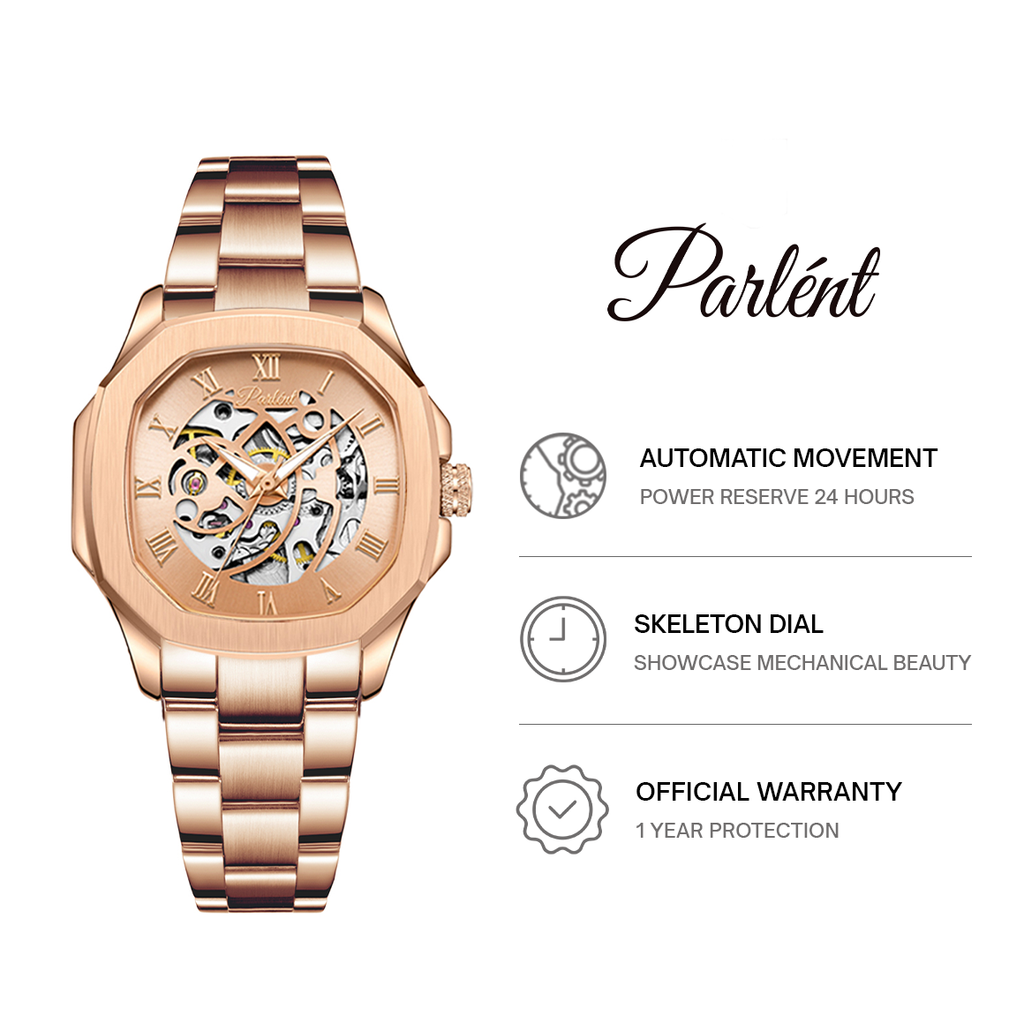Parlent Gallant Femme Steel - Woman's Watches 36mm, Automatic Movement, Waterproof 5ATM (50M), Stainless Steel