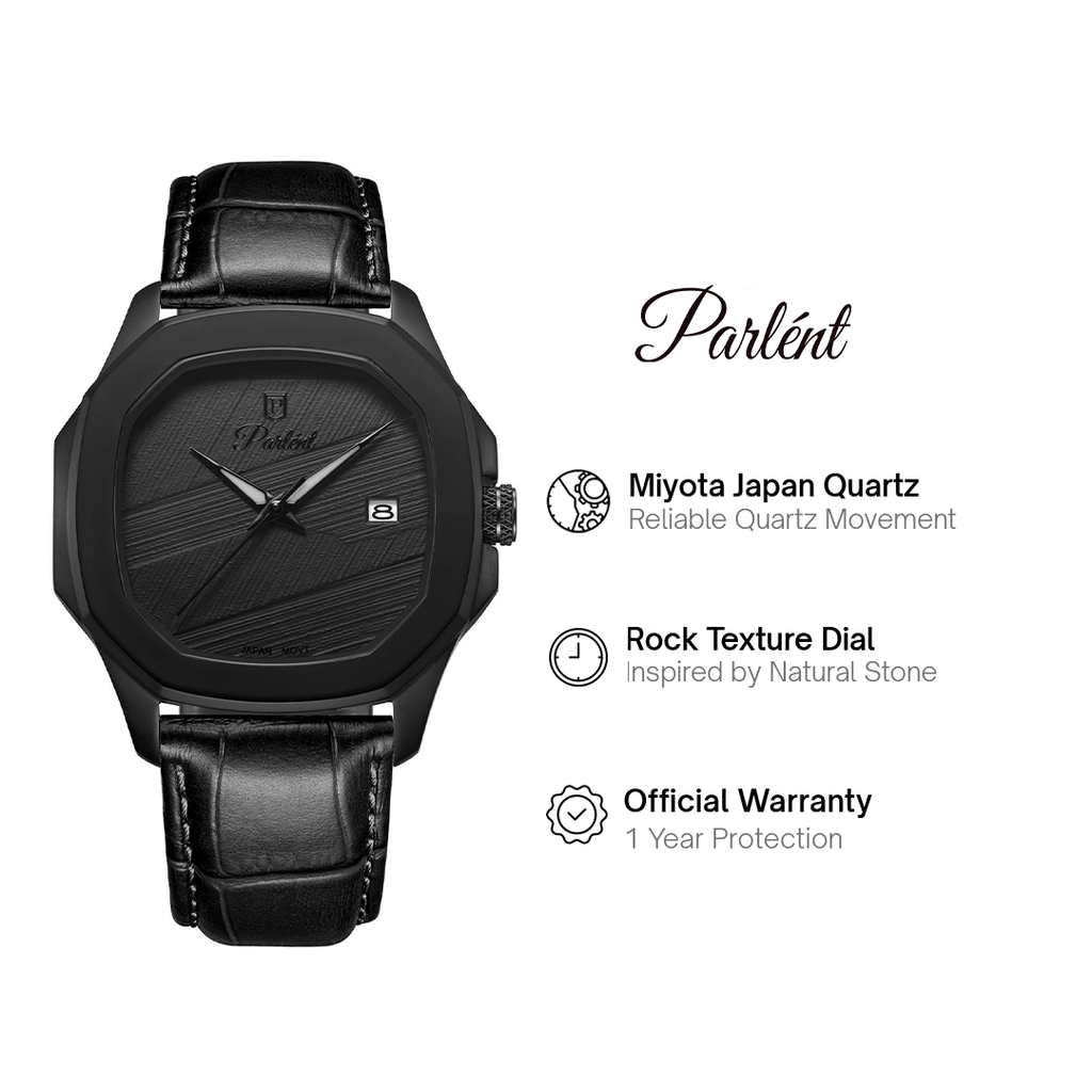 Parlent Gallant Graphite - Men's Watch 42mm, Miyota Japan Quartz Movement, Waterproof 5ATM (50M), Stainless Steel