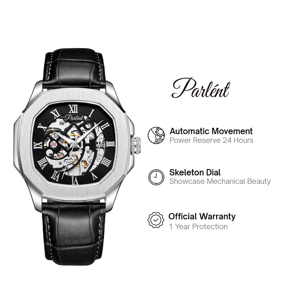Parlent Gallant Vortex - Men's Watch 42mm, Automatic Movement, Waterproof 5ATM (50M), Stainless Steel