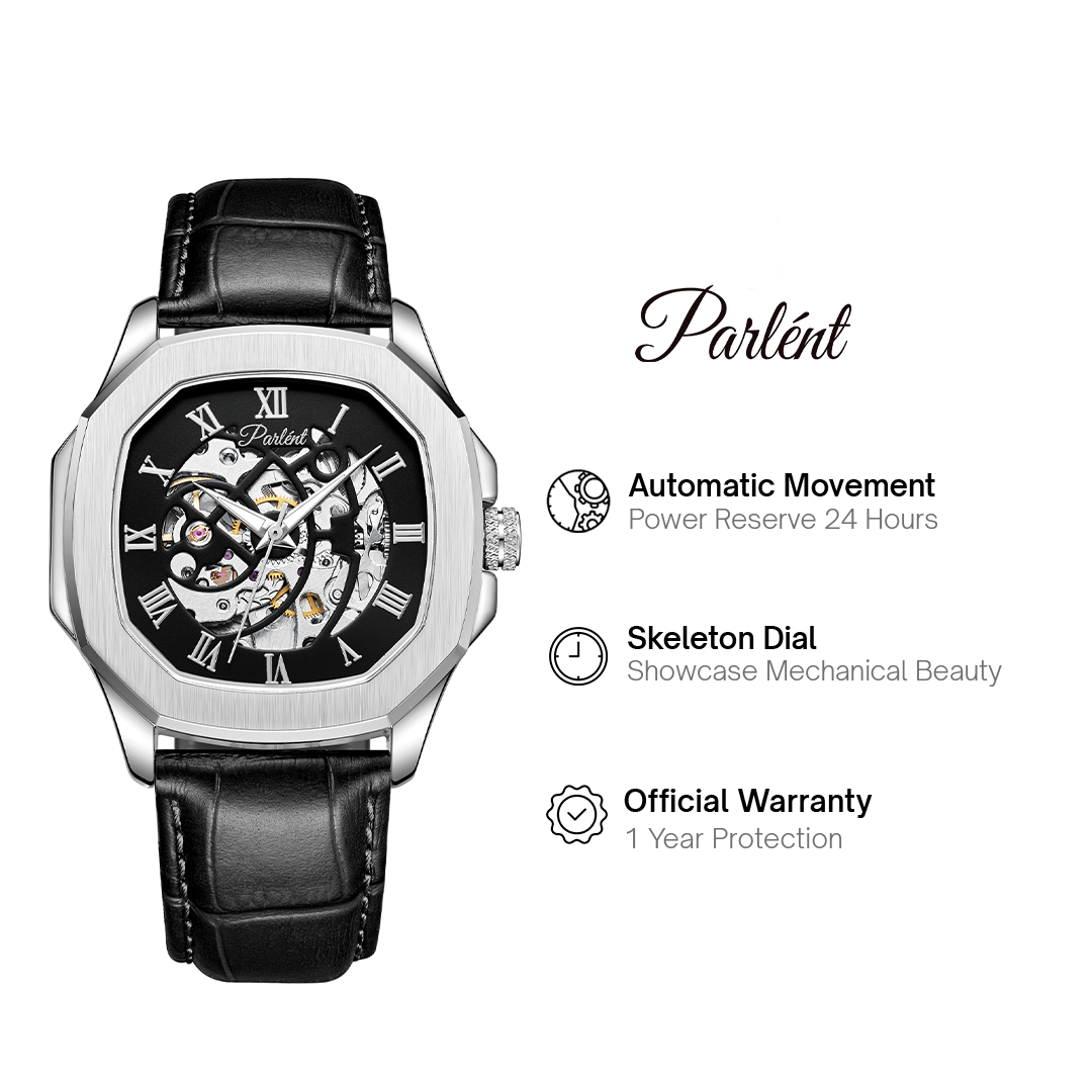 Parlent Gallant Vortex - Men's Watch 42mm, Automatic Movement, Waterproof 5ATM (50M), Stainless Steel