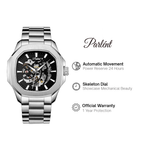 Parlent Gallant Vortex Edge Steel - Men's Watch 42mm, Automatic Movement, Waterproof 5ATM (50M), Stainless Steel