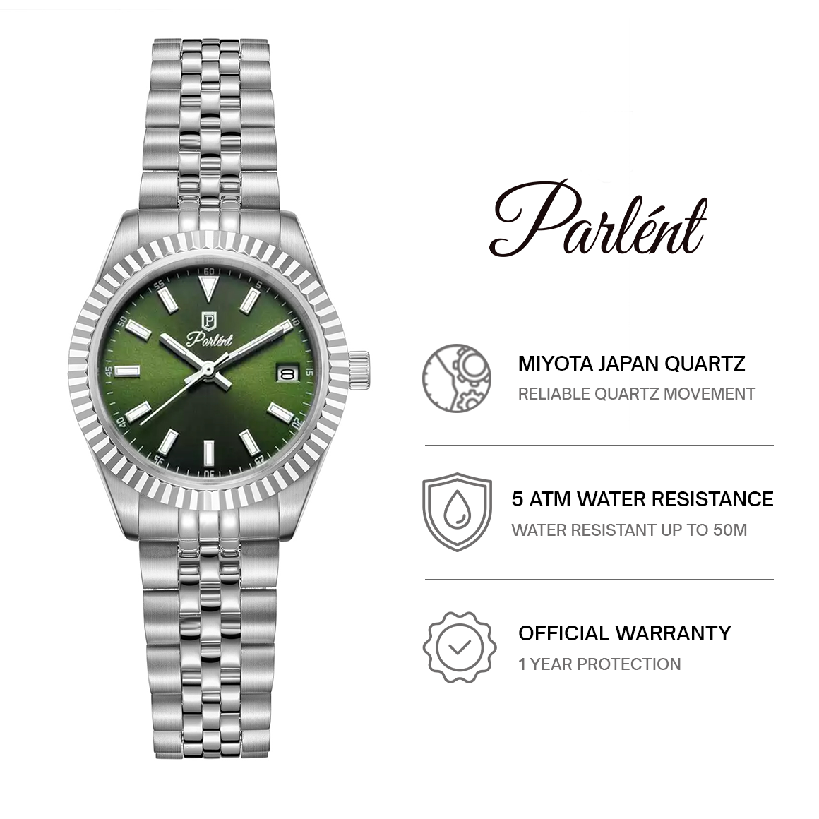 Parlent Imperial Femme - Woman's Watches 30mm, Japan Quartz Movement, Waterproof 5ATM (50M), Stainless Steel