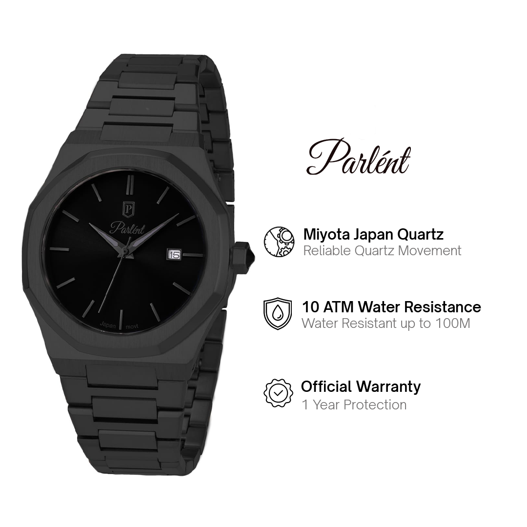 Parlent Palladium Arctic - Men's Watch 40mm, Miyota Japan Quartz Movement, Waterproof 10ATM (100M), Stainless Steel
