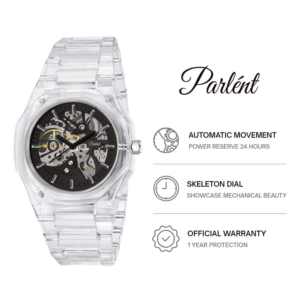 Parlent Palladium Lite Glacier - Men's Watch 40mm, Automatic Movement, Waterproof 3ATM (30M), Polycarbonate