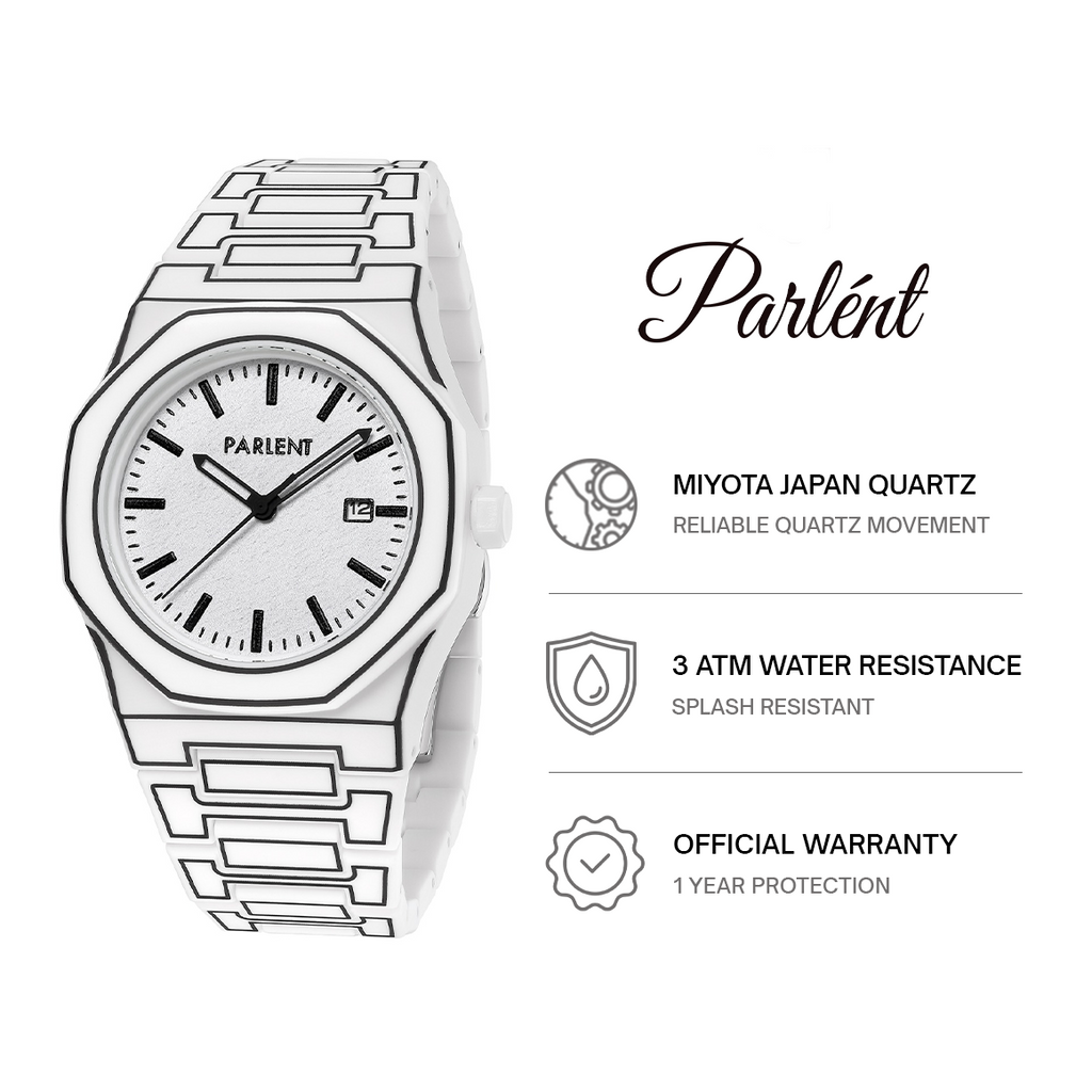 Parlent Palladium Sketch - Men's Watch 40mm, Miyota Japan Quartz Movement, Waterproof 3ATM (30M), Polycarbonate