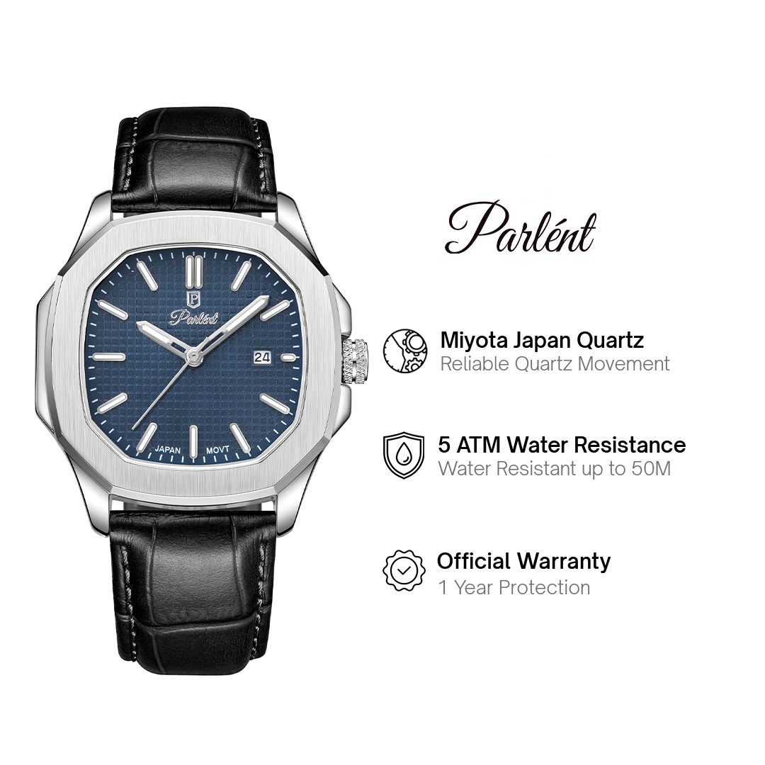 Parlent Phoenix - Men's Watch 42mm, Miyota Japan Quartz Movement, Waterproof 5ATM (50M), Stainless Steel