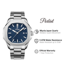 Parlent Phoenix Steel - Men's Watch 42mm, Miyota Japan Quartz Movement, Waterproof 5ATM (50M), Stainless Steel