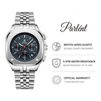 Parlent Sentinel - Men's Watch 42mm, Seiko Japan VD53 Quartz Movement, Waterproof 5ATM (50M), Stainless Steel