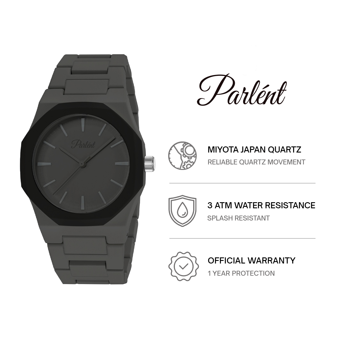 Parlent Palladium Spectrum - Men's Watch 40mm, Japan Quartz Movement, Waterproof 3ATM (30M)