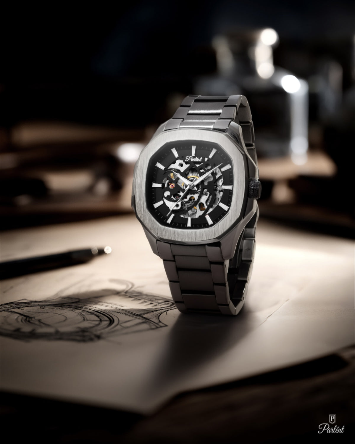 Parlent Gallant Vortex Edge - Men's Watch 42mm, Automatic Movement, Waterproof 5ATM (50M), Stainless Steel