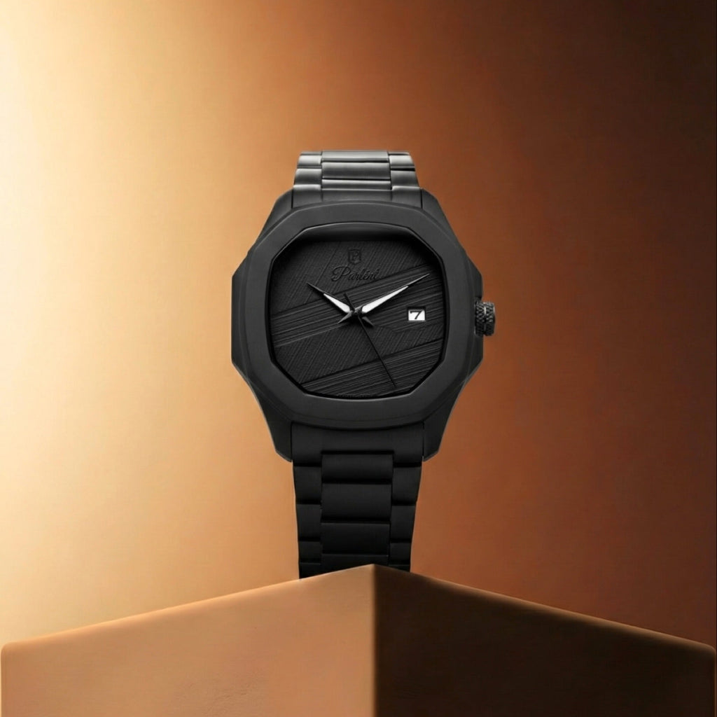 Parlent Gallant Graphite Steel - Men's Watch 42mm, Miyota Japan Quartz Movement, Waterproof 5ATM (50M), Stainless Steel