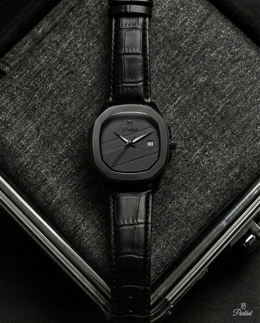 Parlent Gallant Graphite - Men's Watch 42mm, Miyota Japan Quartz Movement, Waterproof 5ATM (50M), Stainless Steel