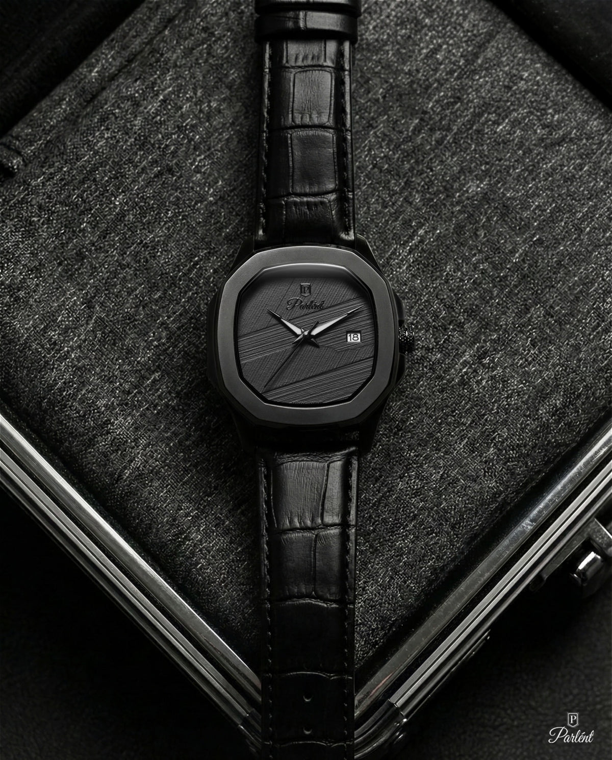 Parlent Gallant Graphite - Men's Watch 42mm, Miyota Japan Quartz Movement, Waterproof 5ATM (50M), Stainless Steel