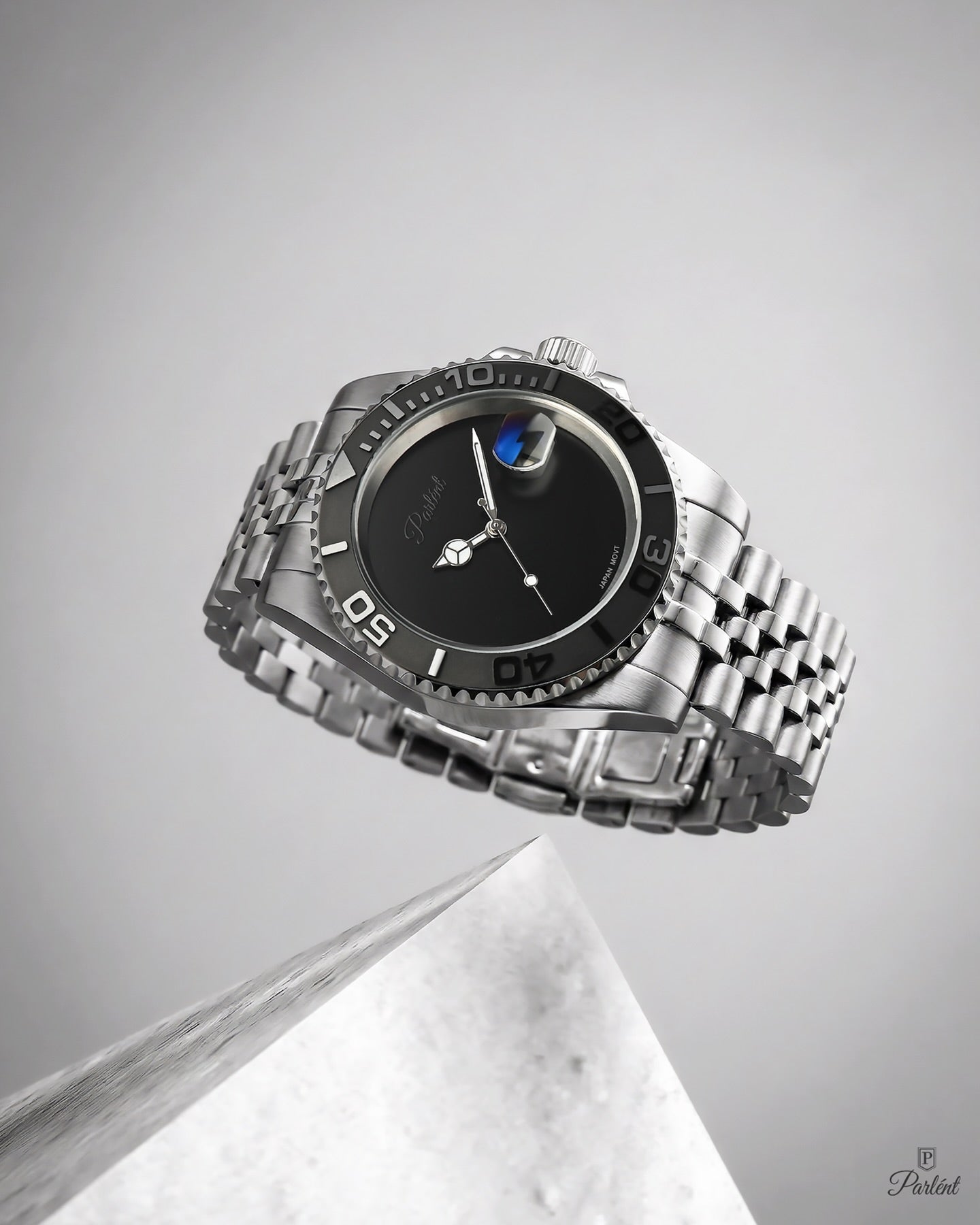 Parlent Crown Shadow - Men's Watch 40mm, Seiko Quartz Movement, Waterproof 5ATM (50M), Stainless Steel