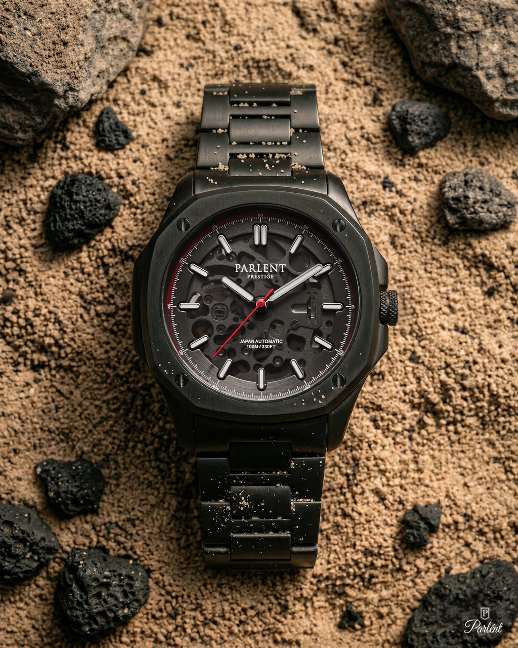 Parlent Prestige Asphalt - Men's Watches 42mm, Seiko Japan NH70 Automatic Movement, Waterproof 10ATM (100M), Stainless Steel