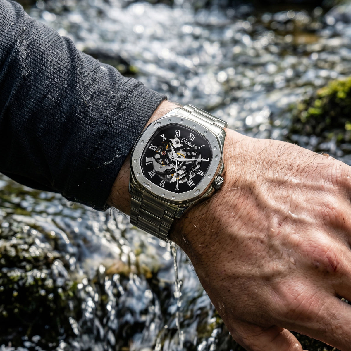Parlent Gallant Vortex Steel - Men's Watch 42mm, Automatic Movement, Waterproof 5ATM (50M), Stainless Steel