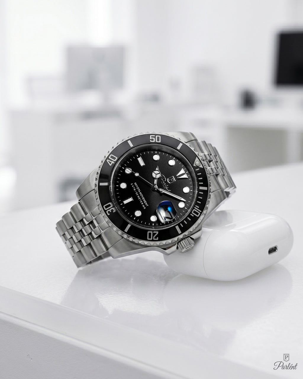 Parlent Crown Basic - Men's Watch 42mm, Miyota Japan Quartz Movement, Waterproof 5ATM (50M), Stainless Steel