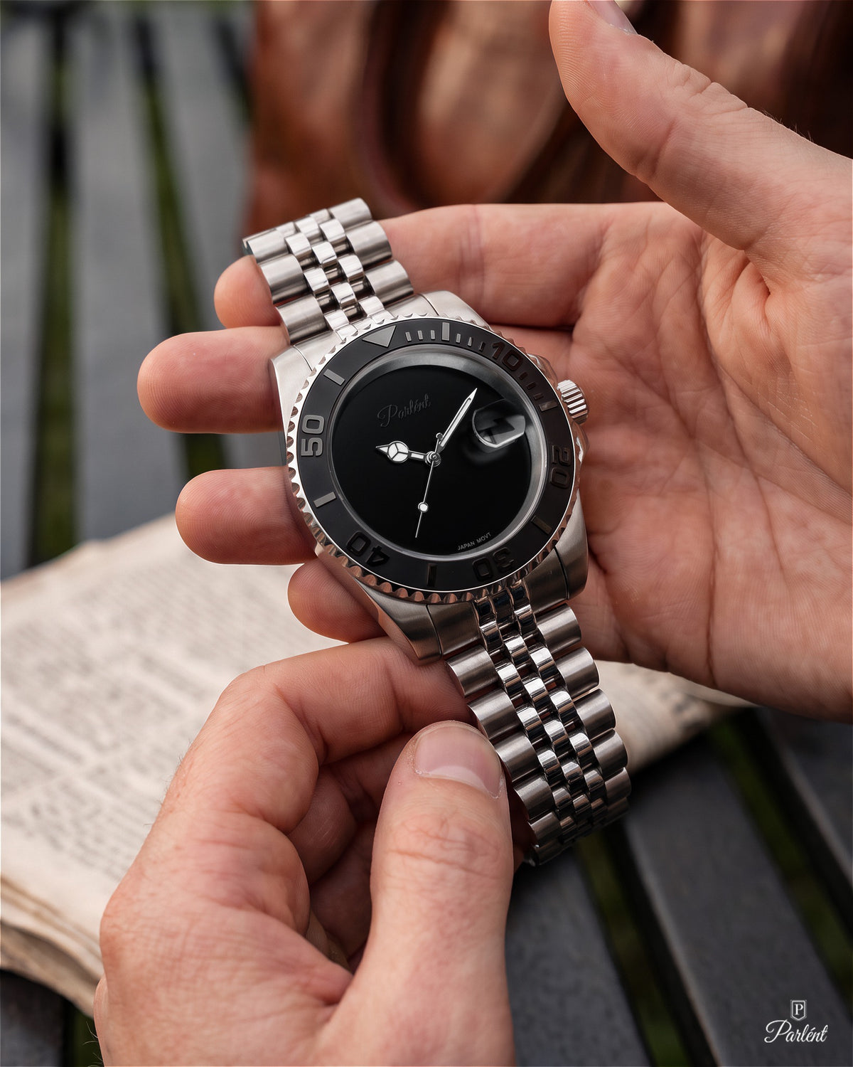 Parlent Crown Shadow - Men's Watch 40mm, Seiko Quartz Movement, Waterproof 5ATM (50M), Stainless Steel
