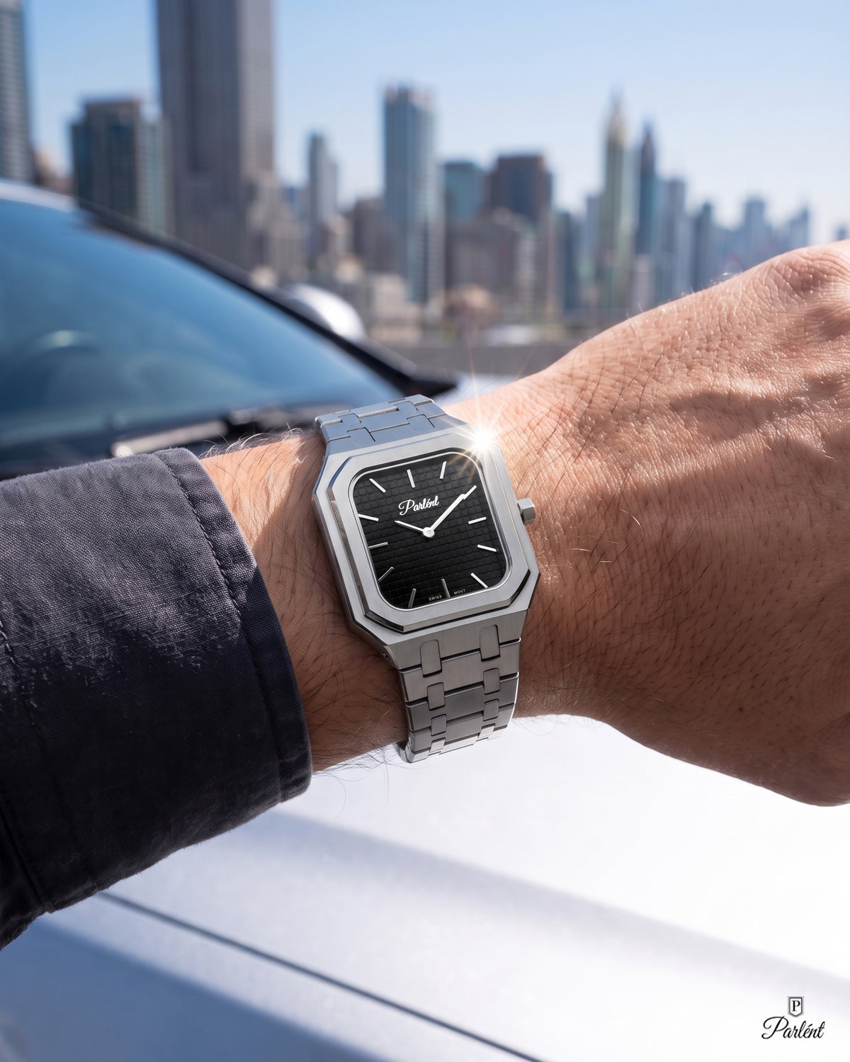 Parlent Cortez Prime - Men's Watch 40mm, Swiss Ronda 762 Quartz Movement, Waterproof 5ATM (50M), Stainless Steel