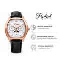 Parlent Valor - Men's Watches 36mm × 42.5mm, Miyota Japan 6P20 Quartz Movement, Waterproof 5ATM (50M), Stainless Steel