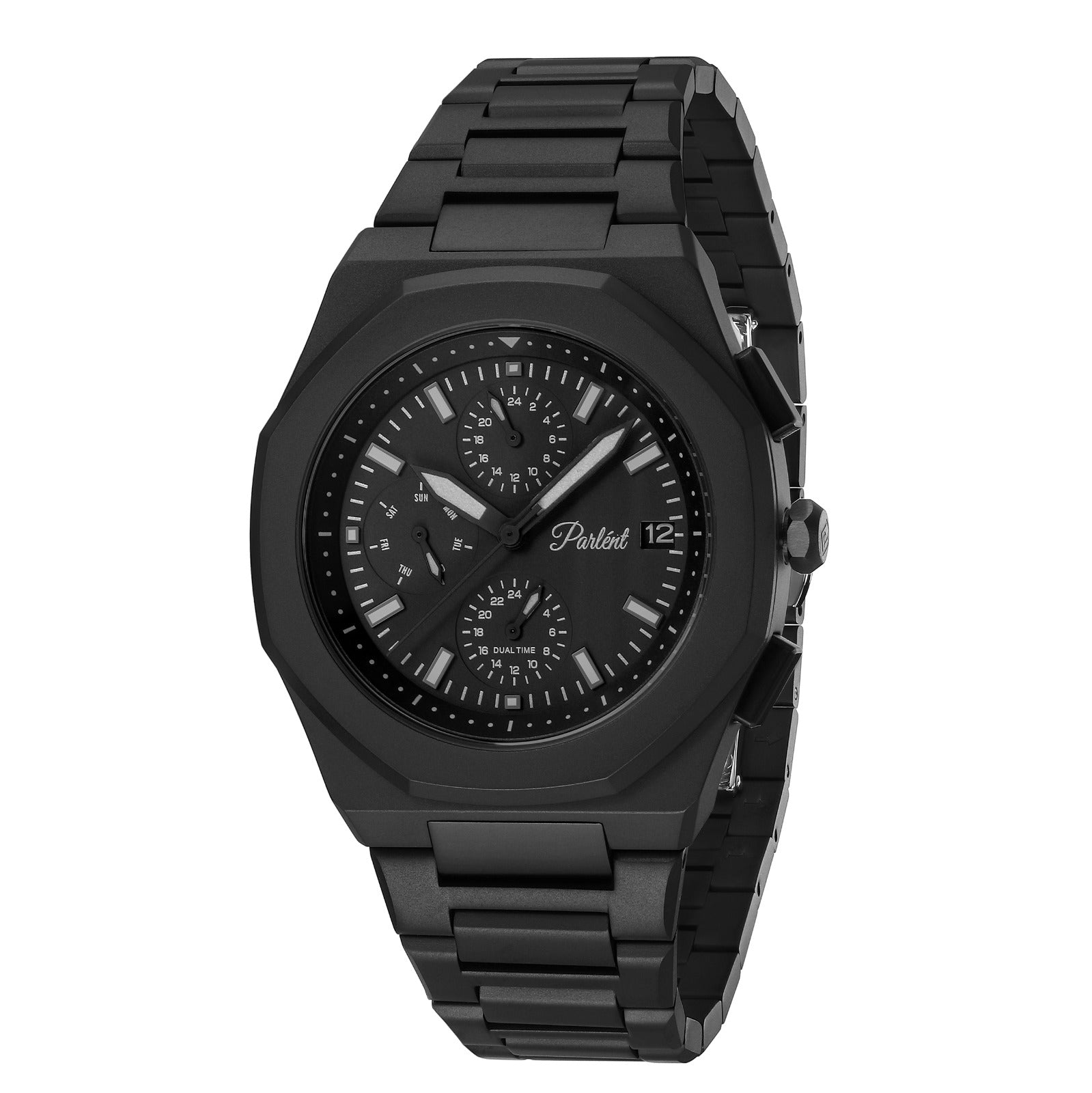 Parlent Palladium Day Date - Men's Watch 40mm, Japan Quartz Movement, Waterproof 5ATM (50M), Stainless Steel