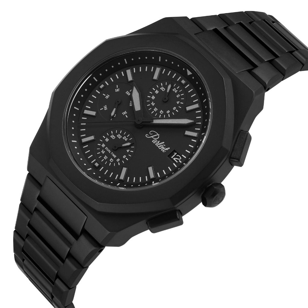 Parlent Palladium Day Date - Men's Watch 40mm, Japan Quartz Movement, Waterproof 5ATM (50M), Stainless Steel