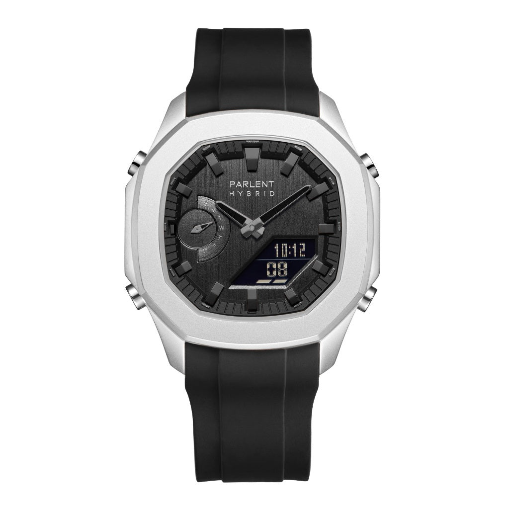 Parlent Gallant Hybrid Rubber - Men's Watches 42mm, Miyota Japan Quartz Movement, Waterproof 5ATM (50M), Stainless Steel