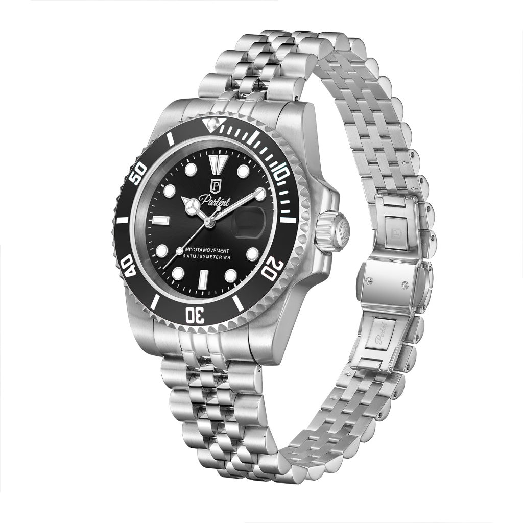 Parlent Crown Basic - Men's Watch 42mm, Miyota Japan Quartz Movement, Waterproof 5ATM (50M), Stainless Steel