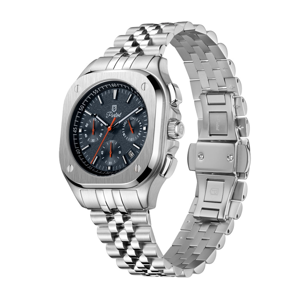 Parlent Sentinel - Men's Watch 42mm, Seiko Japan VD53 Quartz Movement, Waterproof 5ATM (50M), Stainless Steel