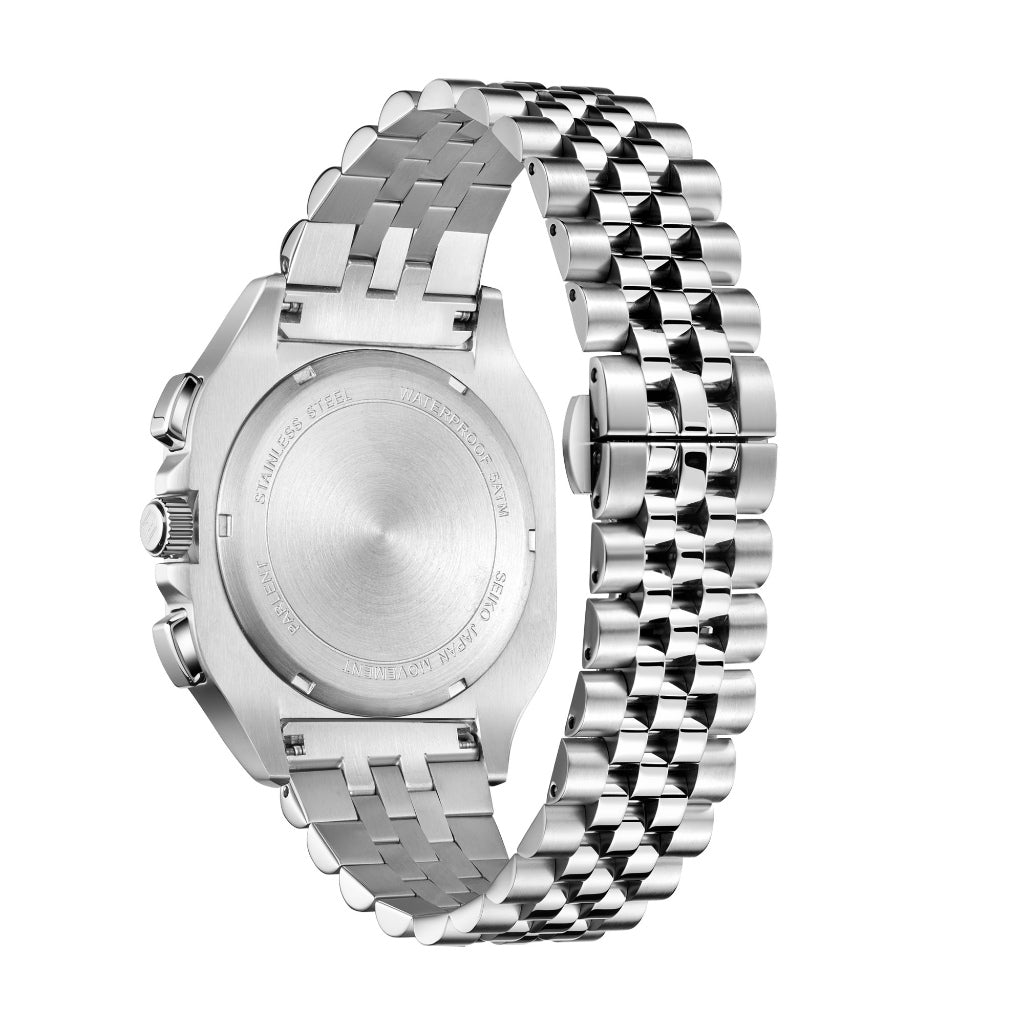 Parlent Sentinel - Men's Watch 42mm, Seiko Japan VD53 Quartz Movement, Waterproof 5ATM (50M), Stainless Steel