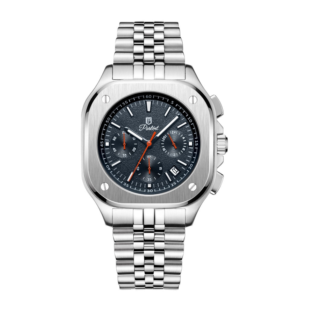 Parlent Sentinel - Men's Watch 42mm, Seiko Japan VD53 Quartz Movement, Waterproof 5ATM (50M), Stainless Steel