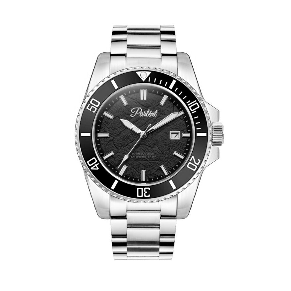 Parlent Crown Graphite - Men's Watch 40mm, Seiko Quartz Movement, Waterproof 5ATM (50M), Stainless Steel