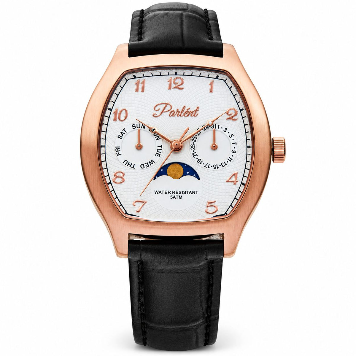 Parlent Valor - Men's Watches 36mm × 42.5mm, Miyota Japan 6P20 Quartz Movement, Waterproof 5ATM (50M), Stainless Steel