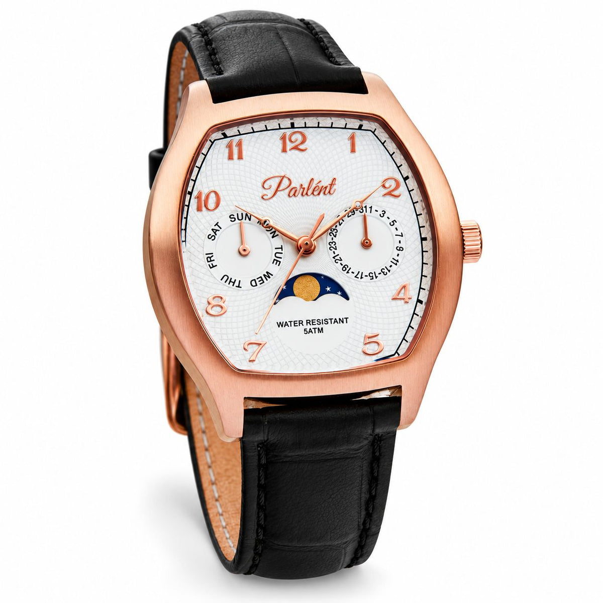 Parlent Valor - Men's Watches 36mm × 42.5mm, Miyota Japan 6P20 Quartz Movement, Waterproof 5ATM (50M), Stainless Steel