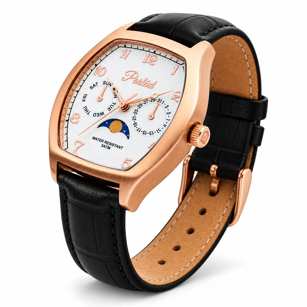 Parlent Valor - Men's Watches 36mm × 42.5mm, Miyota Japan 6P20 Quartz Movement, Waterproof 5ATM (50M), Stainless Steel