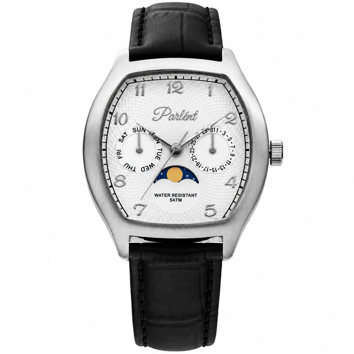 Parlent Valor - Men's Watches 36mm × 42.5mm, Miyota Japan 6P20 Quartz Movement, Waterproof 5ATM (50M), Stainless Steel