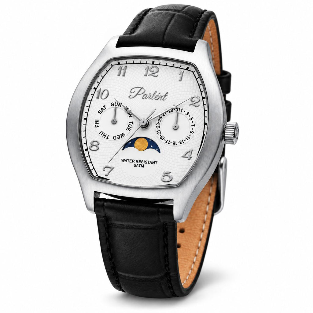 Parlent Valor - Men's Watches 36mm × 42.5mm, Miyota Japan 6P20 Quartz Movement, Waterproof 5ATM (50M), Stainless Steel